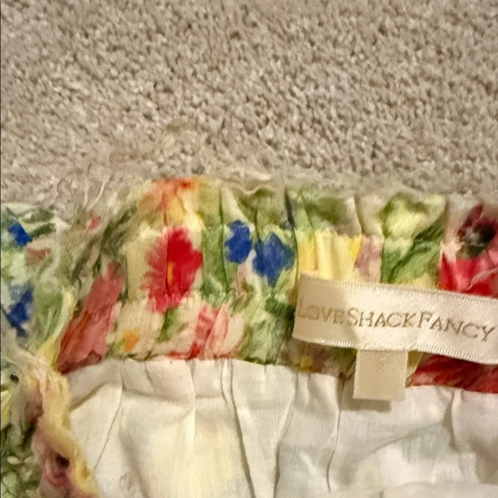 LoveShackFancy Floral Ruffle Mini Skirt - Yellow and Pink - Picture 2 of 3